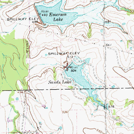 Topographic Map of Soil Conservation Service Site 3b Reservoir, TX