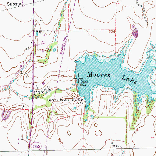 Topographic Map of Soil Conservation Service Site 2 Dam, TX