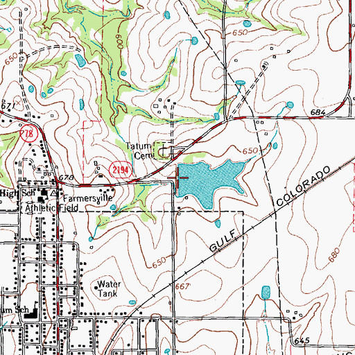 Topographic Map of Tatum Dam, TX