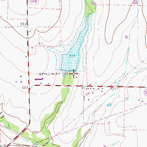 Topographic Map of Soil Conservation Service Site 5 Reservoir, TX
