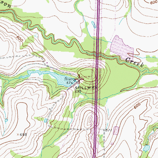 Topographic Map of Soil Conservation Service Site 5a Reservoir, TX
