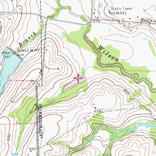 Topographic Map of Soil Conservation Service Site 3e Dam, TX