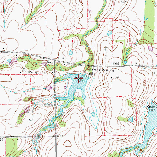 Topographic Map of Soil Conservation Service Site 3c Dam, TX
