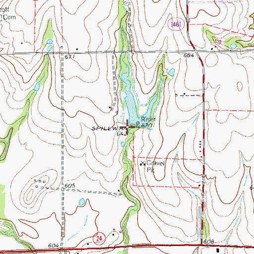 Topographic Map of Soil Conservation Service Site 2b Dam, TX
