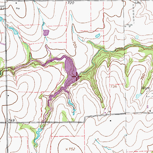 Topographic Map of Soil Conservation Service Site 1c Dam, TX