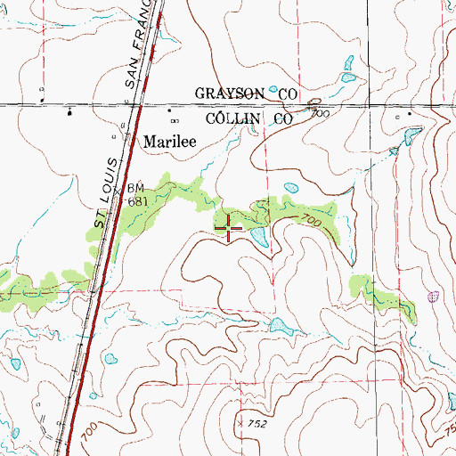 Topographic Map of Soil Conservation Service Site 8b Dam, TX