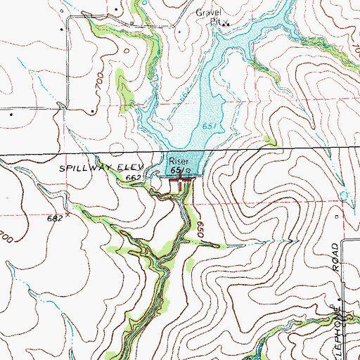 Topographic Map of Soil Conservation Service Site 43 Reservoir, TX