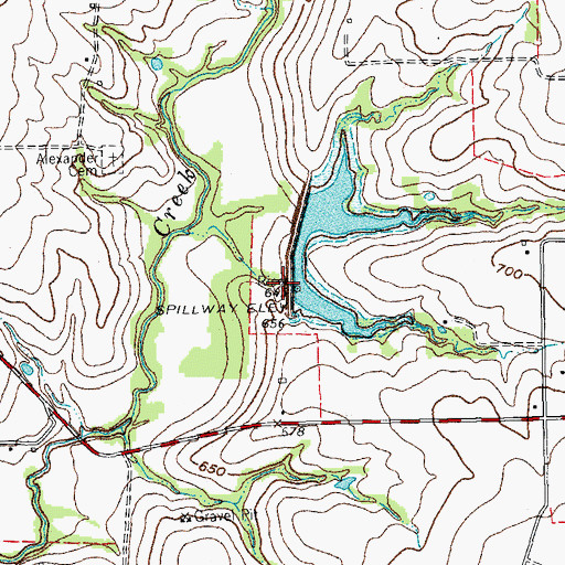 Topographic Map of Soil Conservation Service Site 45 Dam, TX