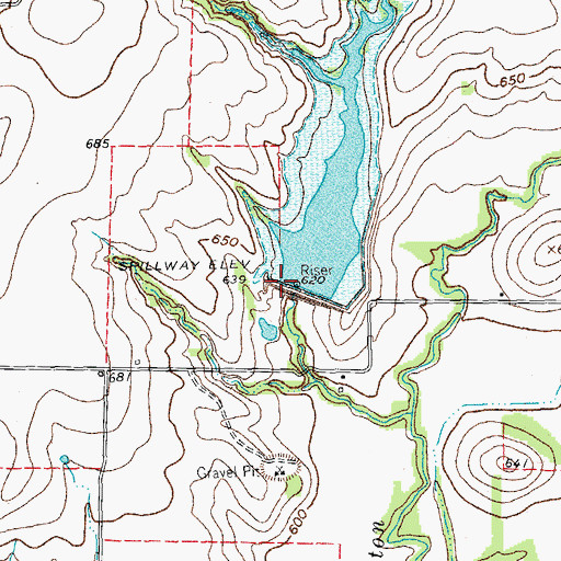 Topographic Map of Soil Conservation Service Site 47 Reservoir, TX