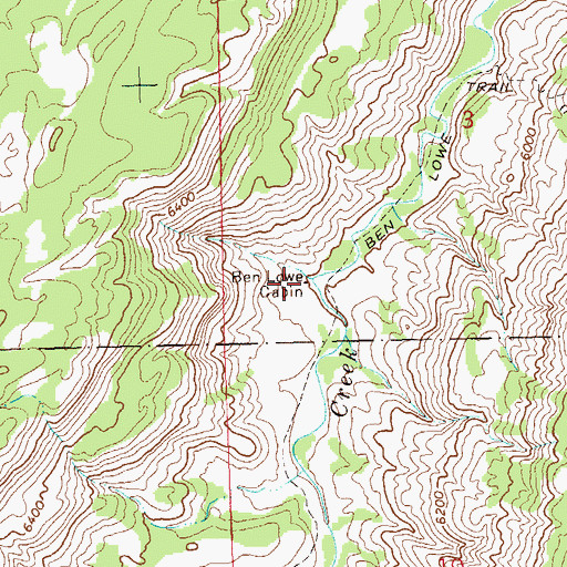 Topographic Map of Ben Lowe Cabin, CO