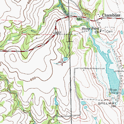 Topographic Map of Meat Producers Reservoir, TX