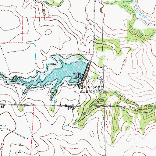 Topographic Map of Soil Conservation Service Site 8 Reservoir, TX