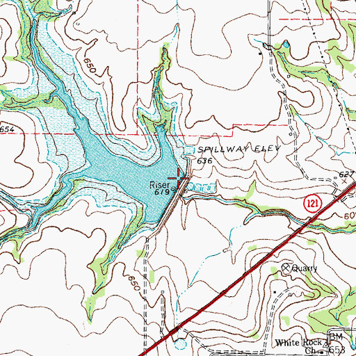 Topographic Map of Soil Conservation Service Site 9 Dam, TX