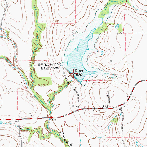 Topographic Map of Soil Conservation Service Site 8e Dam, TX