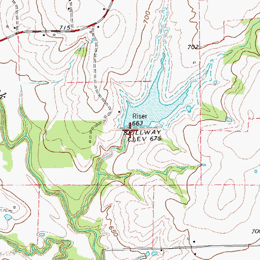 Topographic Map of Soil Conservation Service Site 8f Dam, TX