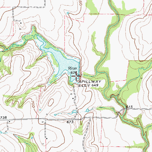 Topographic Map of Soil Conservation Service Site 9 Reservoir, TX