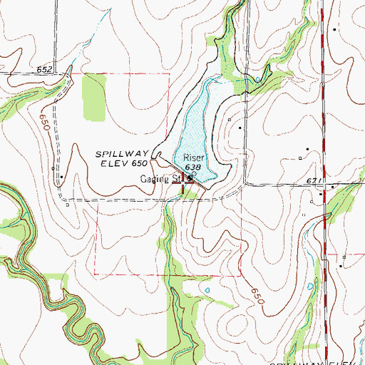 Topographic Map of Soil Conservation Service Site 12 Reservoir, TX