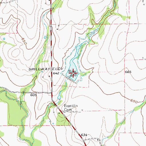 Topographic Map of Soil Conservation Service Site 14 Reservoir, TX