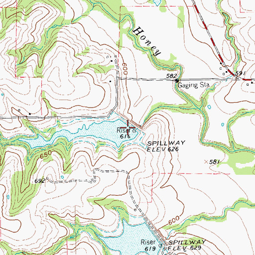 Topographic Map of Soil Conservation Service Site 15 Reservoir, TX