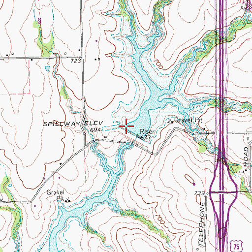 Topographic Map of Soil Conservation Service Site 42 Dam, TX