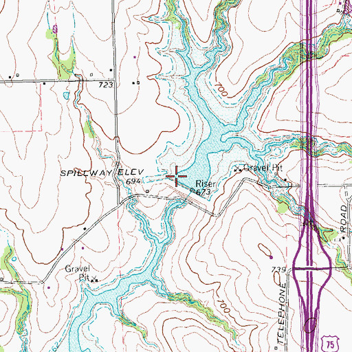 Topographic Map of Soil Conservation Service Site 42 Reservoir, TX
