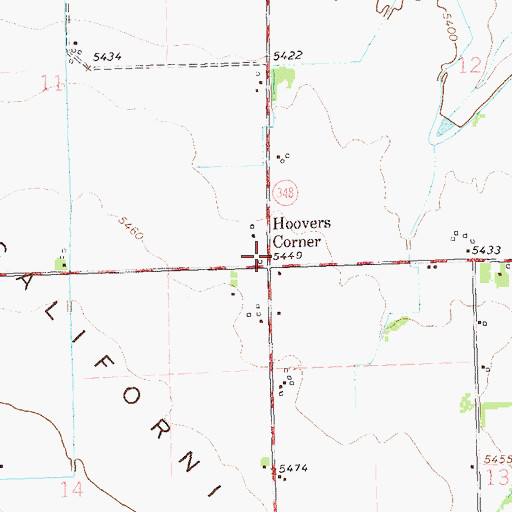 Topographic Map of Hoovers Corner, CO