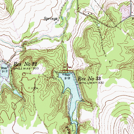 Topographic Map of Soil Conservation Service Site 33 Reservoir, TX