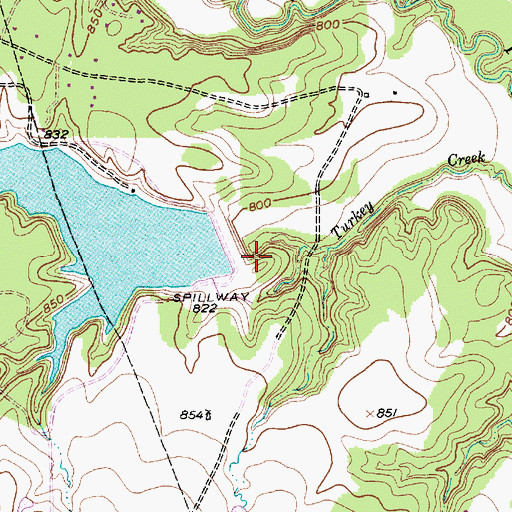 Topographic Map of Lake Montex Dam, TX