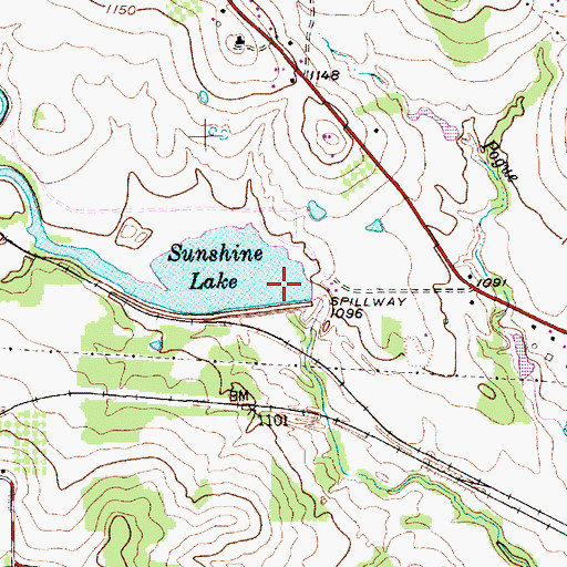 Topographic Map of Sunshine Lake Dam, TX