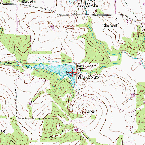 Topographic Map of Soil Conservation Service Site 25 Dam, TX