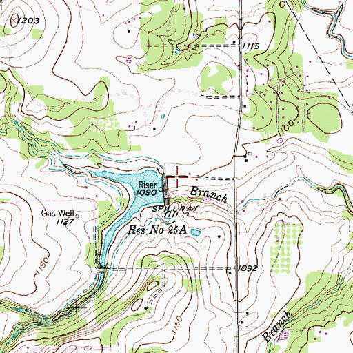 Topographic Map of Soil Conservation Service Site 25a Dam, TX