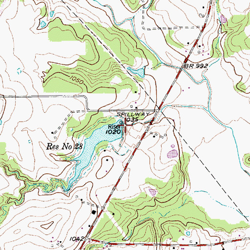 Topographic Map of Soil Conservation Service Site 28 Dam, TX