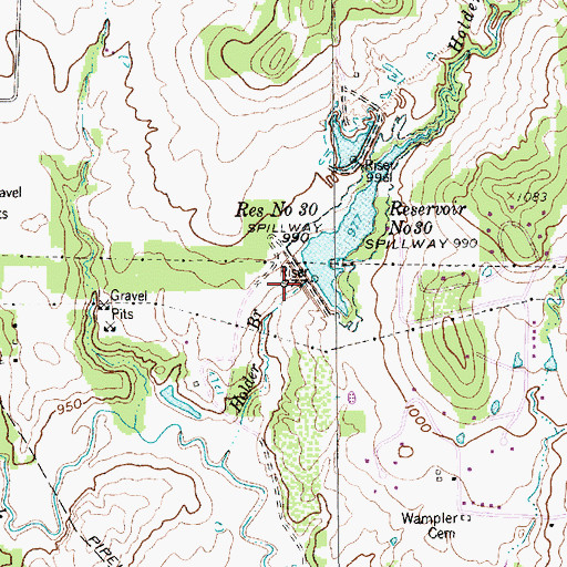 Topographic Map of Soil Conservation Service Site 30 Reservoir, TX