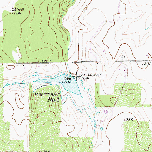 Topographic Map of Soil Conservation Service Site 1 Dam, TX