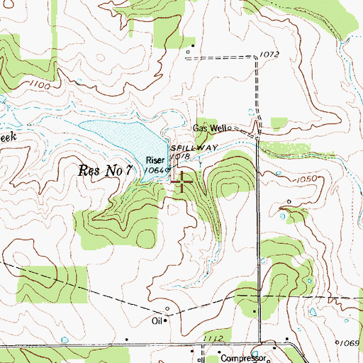 Topographic Map of Soil Conservation Service Site 7 Reservoir, TX