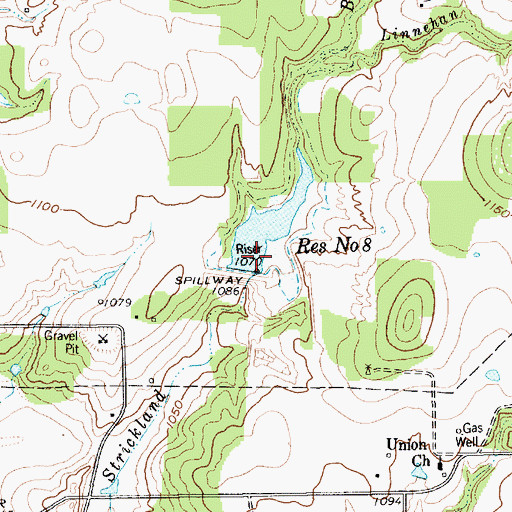 Topographic Map of Soil Conservation Service Site 8 Dam, TX