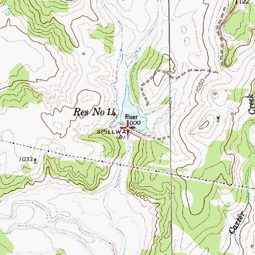 Topographic Map of Soil Conservation Service Site 14 Dam, TX