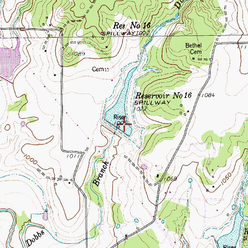 Topographic Map of Soil Conservation Service Site 16 Reservoir, TX