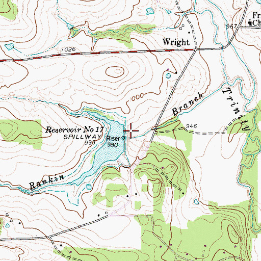 Topographic Map of Soil Conservation Service Site 17 Dam, TX