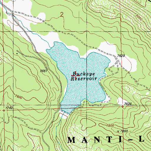 Topographic Map of Buckeye Reservoir, CO