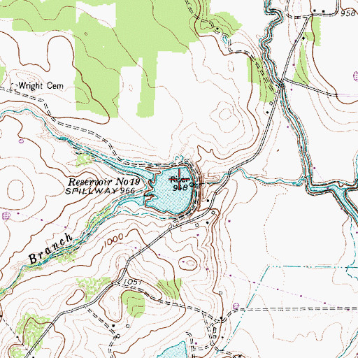 Topographic Map of Soil Conservation Service Site 19 Dam, TX