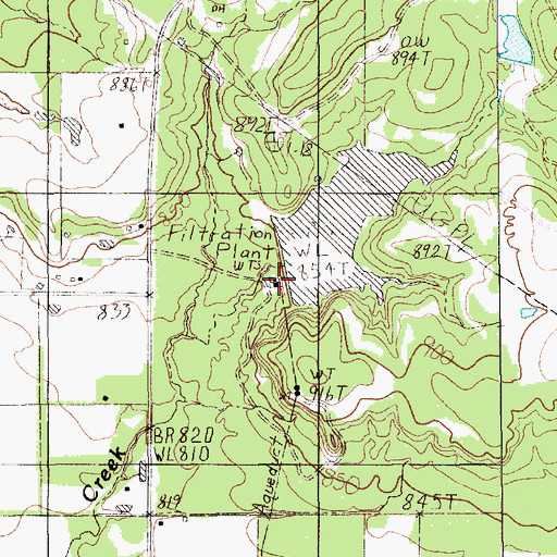 Topographic Map of Millsap Lake Dam, TX