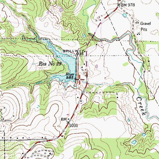 Topographic Map of Soil Conservation Service Site 29 Dam, TX