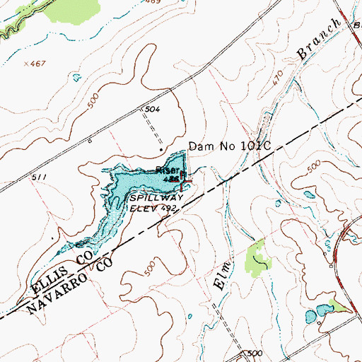 Topographic Map of Soil Conservation Service Site 101c Reservoir, TX