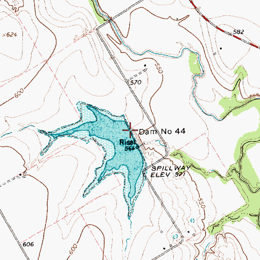 Topographic Map of Soil Conservation Service Site 44 Dam, TX