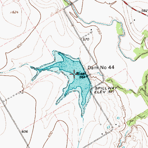 Topographic Map of Soil Conservation Service Site 44 Reservoir, TX