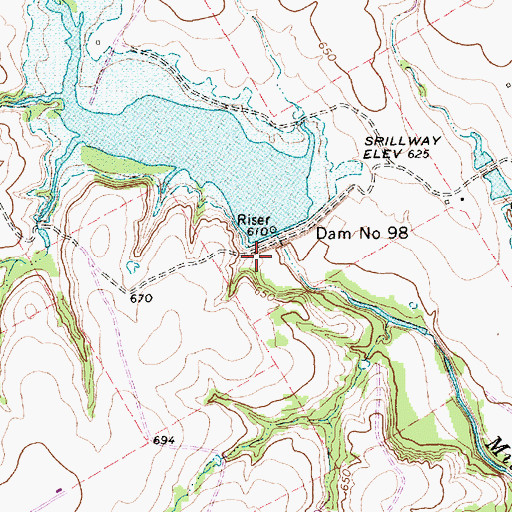 Topographic Map of Soil Conservation Service Site 98 Dam, TX