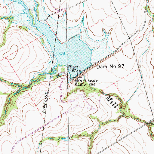 Topographic Map of Soil Conservation Service Site 97 Reservoir, TX