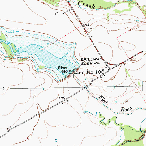 Topographic Map of Soil Conservation Service Site 100 Dam, TX