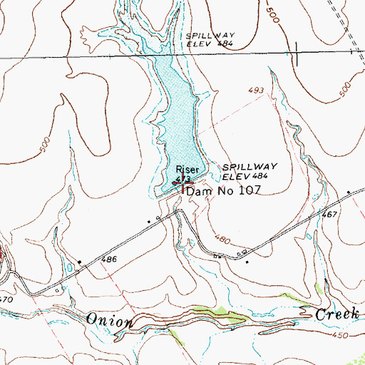 Topographic Map of Soil Conservation Service Site 107 Reservoir, TX